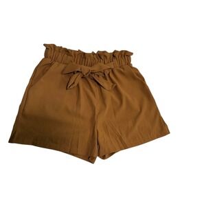 Paper Bag Waist Shorts High Rise Casual Summer Cute Brown‎ Size S